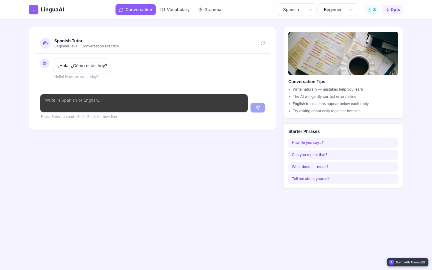 ai-language-tutor preview
