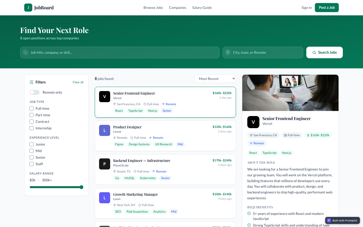 job-board preview